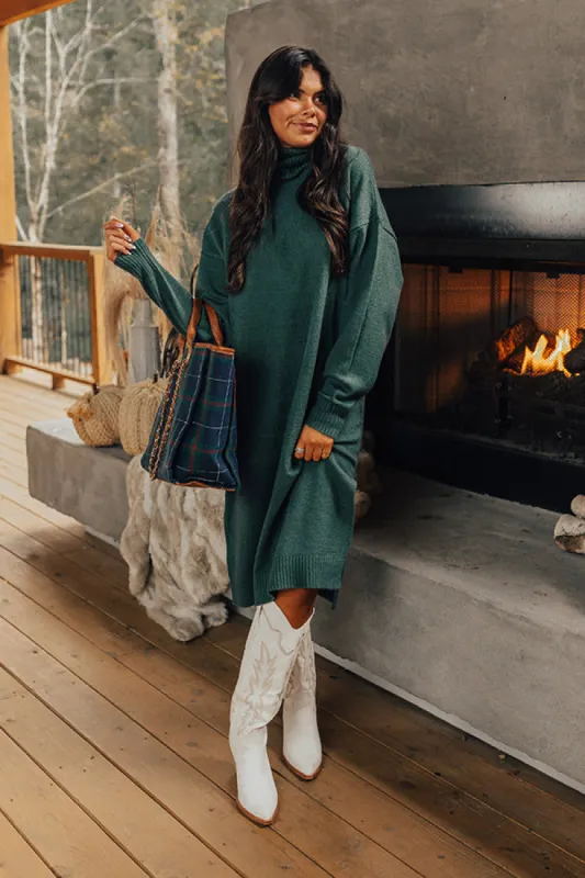 Fate Would Have It Sweater Dress In Hunter Green sold by Impressions