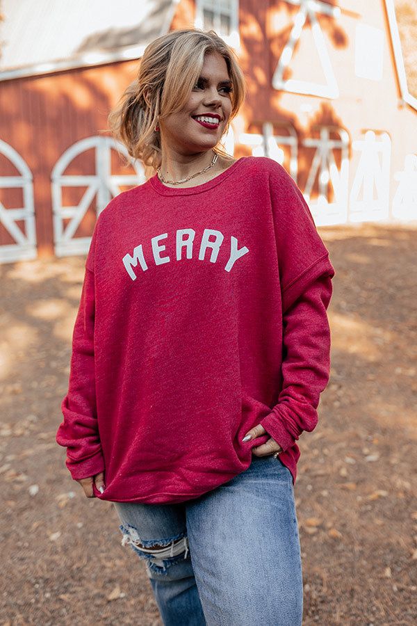 Very Merry Graphic Sweatshirt In Red Curves sold by Impressions product image thumbnail 3