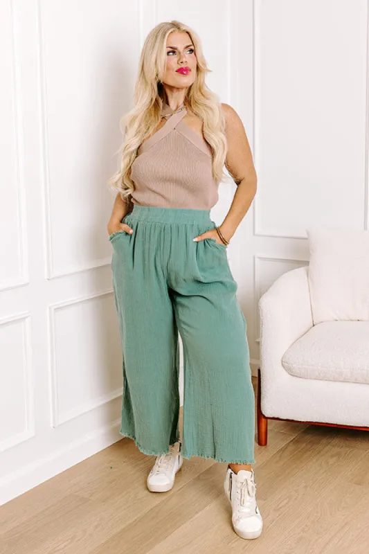 Sandy Coast High Waist Pants in Light Teal Curves sold by Impressions