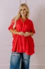 Summer Breeze Shift Top in Red Curves sold by Impressions