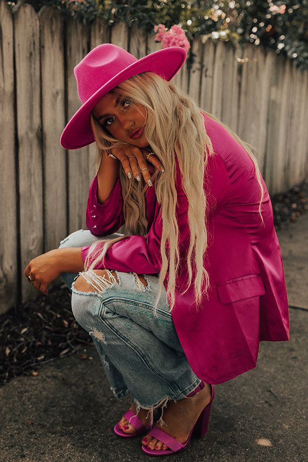 Mostly In Love Felt Fedora In Fuchsia sold by Impressions product image thumbnail 5