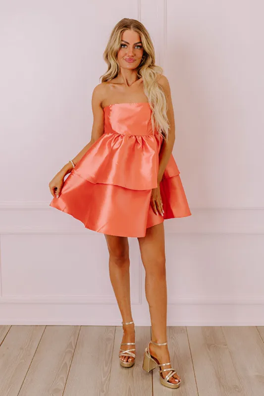 Elite Elegance Mini Dress in Coral sold by Impressions