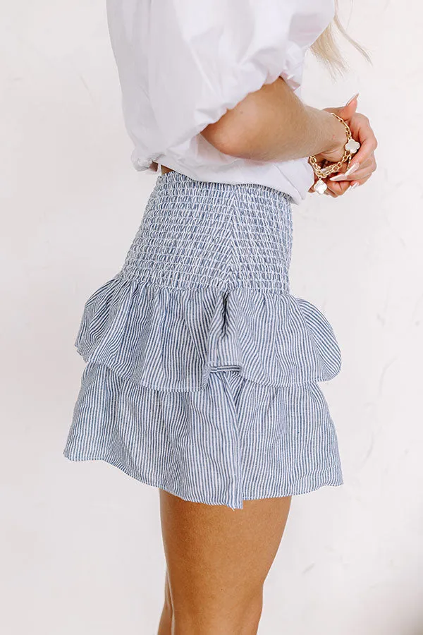 The Sloane Smocked Linen-Blend Mini Skirt sold by Impressions product image thumbnail 3