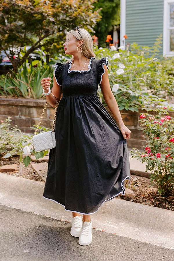 Mimosa Mingle Smocked Midi in Black sold by Impressions product image thumbnail 4
