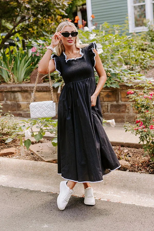 Mimosa Mingle Smocked Midi in Black sold by Impressions product image thumbnail 5