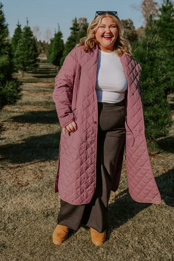 Chilly Wind Quilted Coat in Light Royal Plum Curves sold by Impressions