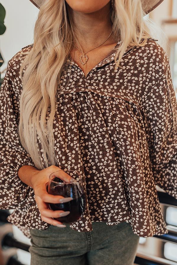 The Ivee Floral Babydoll Top in Chocolate sold by Impressions product image thumbnail 3