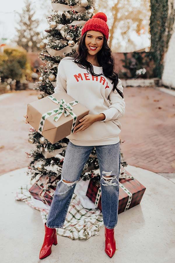 Very Merry Graphic Sweatshirt in Stone sold by Impressions