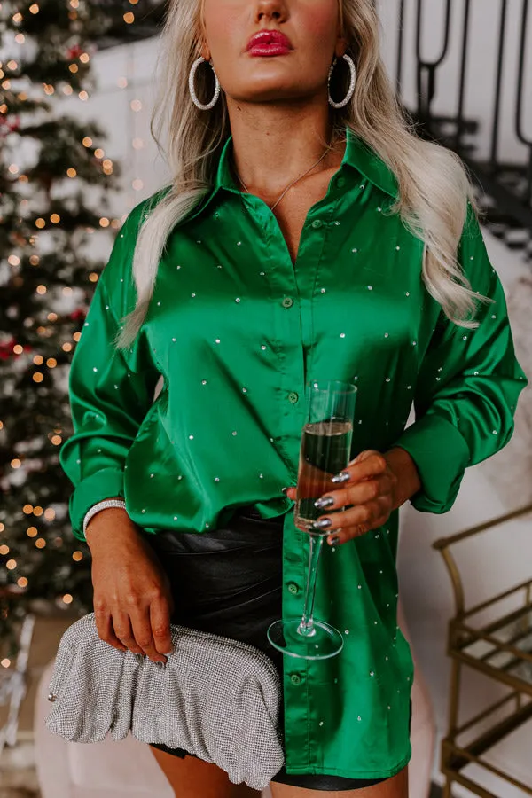 Milan Muse Rhinestone Satin Top In Kelly Green sold by Impressions product image thumbnail 3