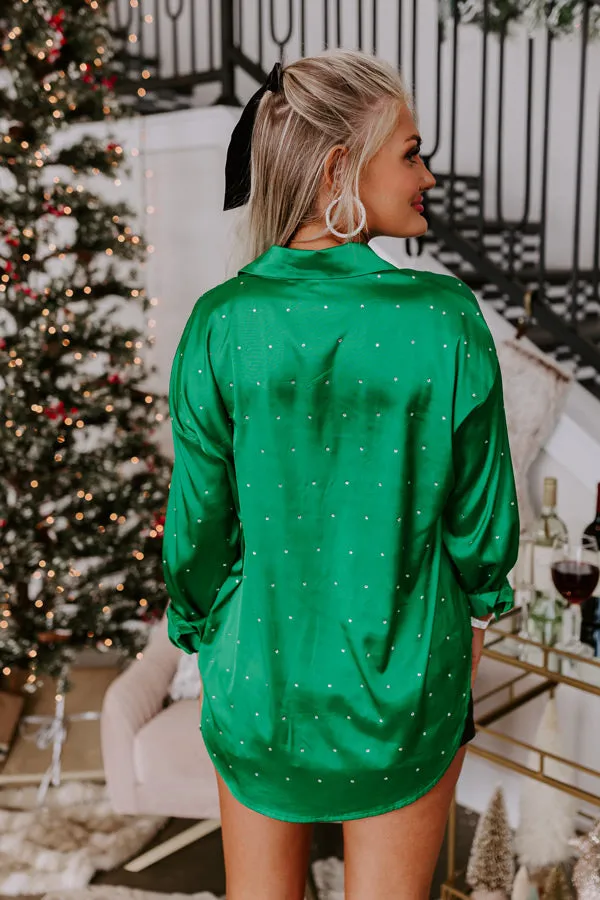 Milan Muse Rhinestone Satin Top In Kelly Green sold by Impressions product image thumbnail 4