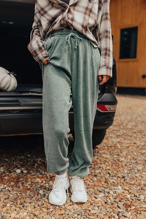 Wine And Unwind Waffle Knit Joggers In Light Hunter Green sold by Impressions product image thumbnail 2