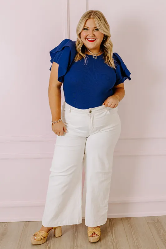 Halftime Happy Hour Bodysuit In Royal Blue Curves sold by Impressions