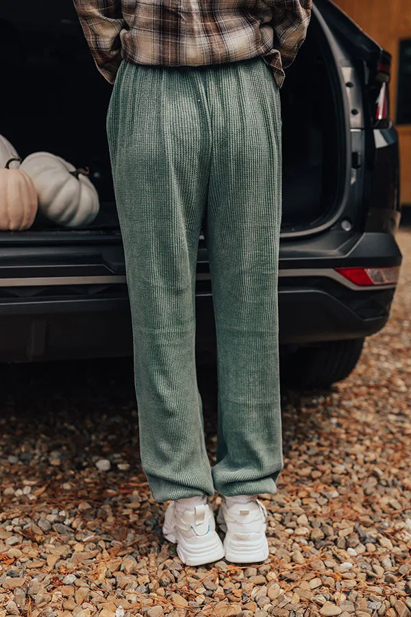 Wine And Unwind Waffle Knit Joggers In Light Hunter Green sold by Impressions product image thumbnail 5