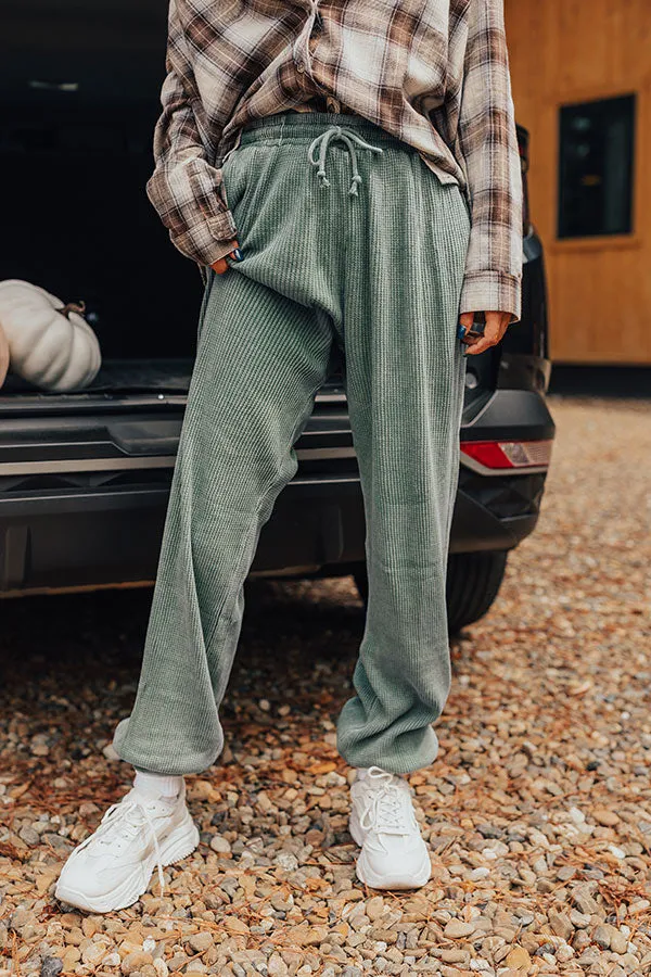 Wine And Unwind Waffle Knit Joggers In Light Hunter Green sold by Impressions product image thumbnail 3