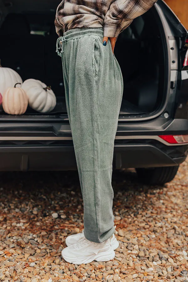 Wine And Unwind Waffle Knit Joggers In Light Hunter Green sold by Impressions product image thumbnail 4