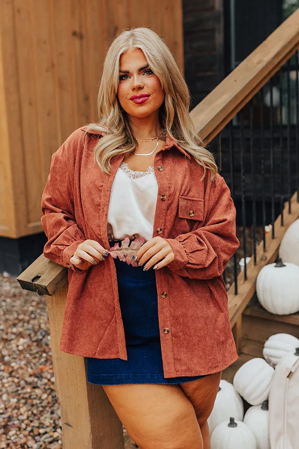 On My Mind Corduroy Button Up In Rust Curves sold by Impressions product image thumbnail 4
