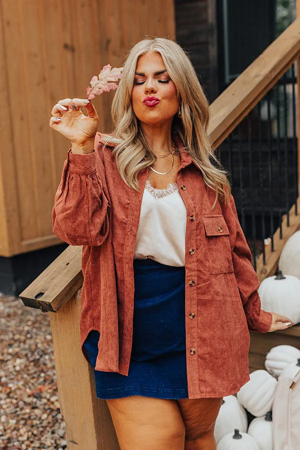 On My Mind Corduroy Button Up In Rust Curves sold by Impressions product image thumbnail 2