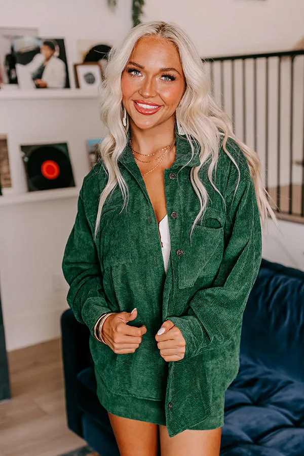 Captivating Cuteness Corduroy Button Up in Hunter Green sold by Impressions product image thumbnail 5