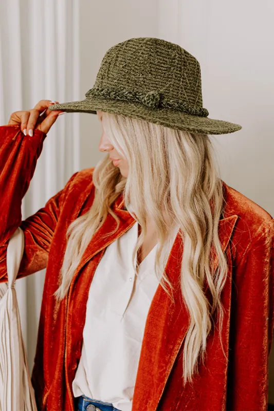 Fall Dreaming Chenille Woven Fedora in Olive sold by Impressions
