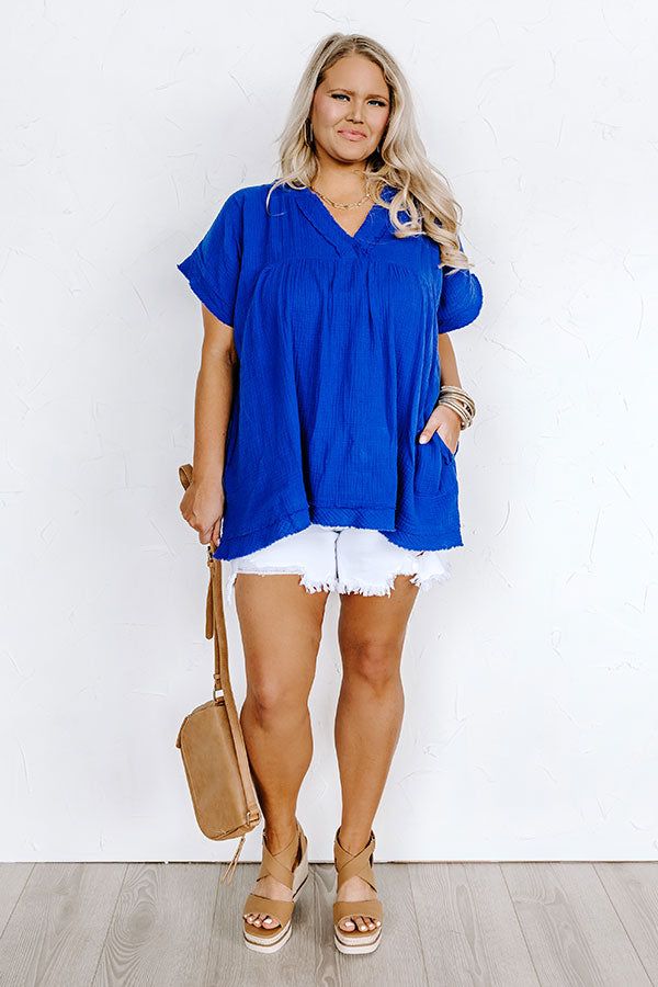 Beyond Lovely Shift Top In Royal Blue Curves sold by Impressions