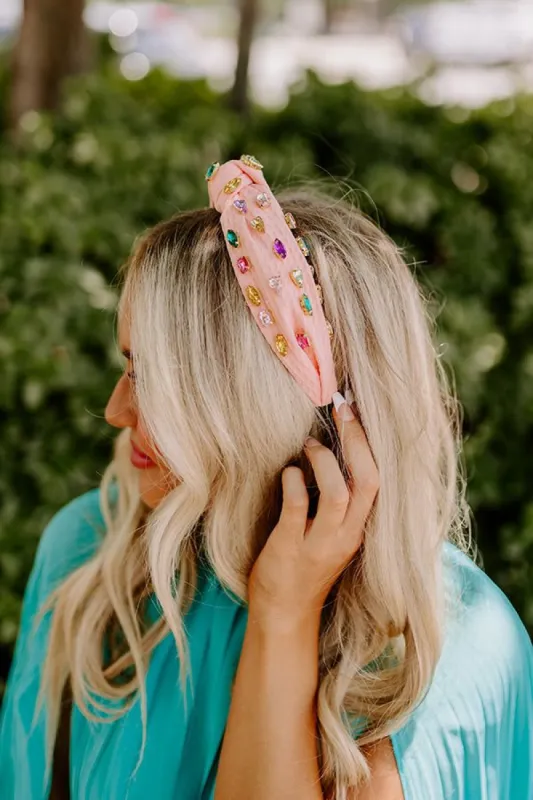 Seeking Sunshine Embellished Headband In Pink sold by Impressions