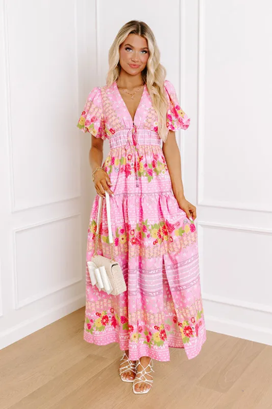 St. Tropez Stroll Floral Midi in Pink sold by Impressions