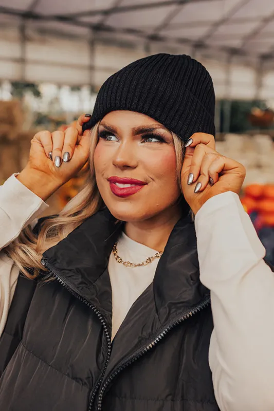 Fall Gratitude Fleece Lined Beanie In Black sold by Impressions