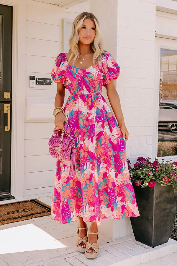 On Tropic Time Maxi Dress in Hot Pink sold by Impressions