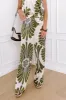 Hawaiian Paradise Satin High Waist Pants In Olive sold by Impressions
