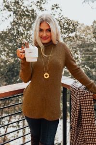 Around The Campfire Shift Top In Brown sold by Impressions
