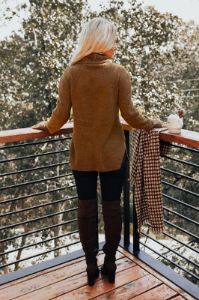 Around The Campfire Shift Top In Brown sold by Impressions