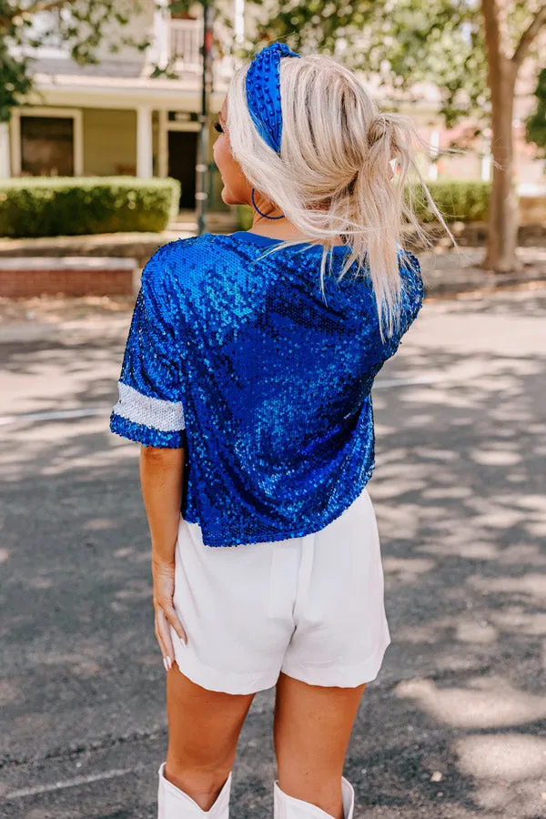 Game Day Sequin Crop Top In Royal Blue sold by Impressions product image thumbnail 3