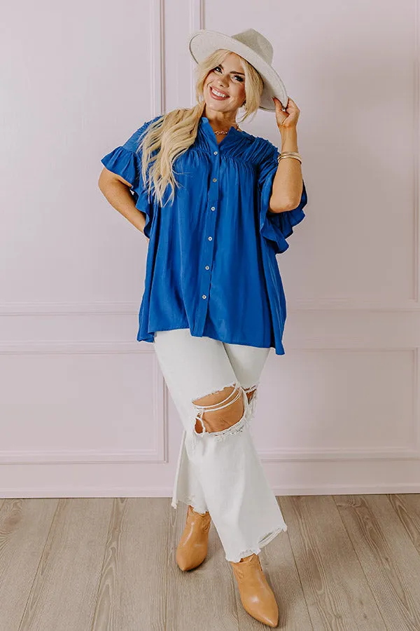 Summer Breeze Shift Top in Royal Blue Curves sold by Impressions