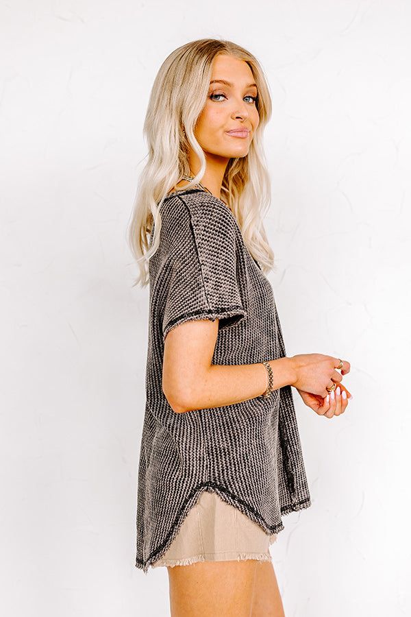 Along The Path Mineral Wash Knit Top In Vintage Black sold by Impressions product image thumbnail 4