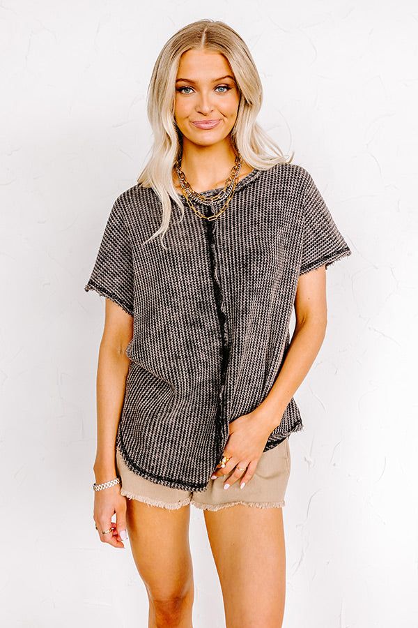 Along The Path Mineral Wash Knit Top In Vintage Black sold by Impressions