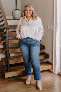 The Kim High Waist Straight Leg Jean Curves sold by Impressions