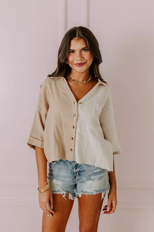 Summer Lover Colorblock Top In Iced Latte sold by Impressions