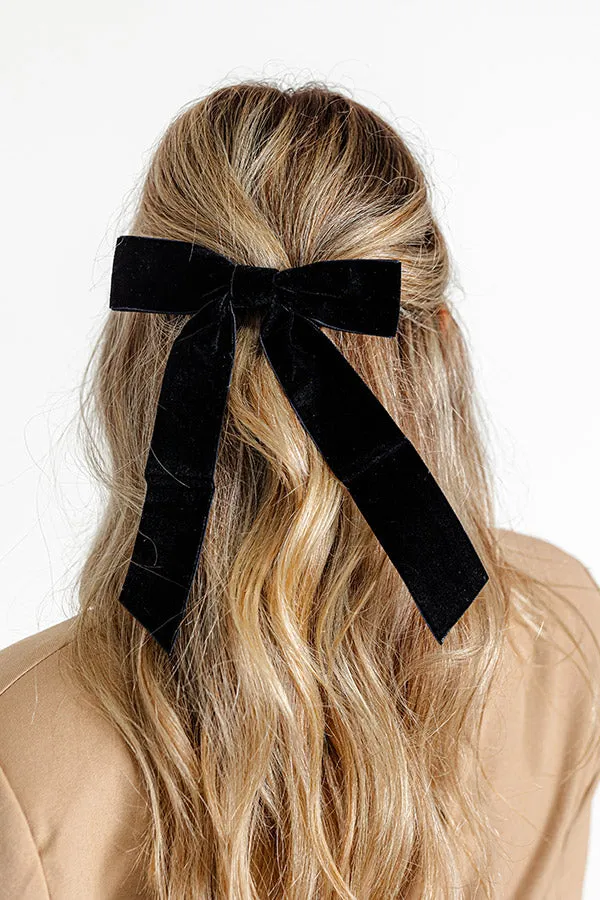 Exceptionally Chic Velvet Bow Hair Clip in Black sold by Impressions