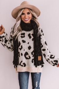 Snow Retreat Chenille Scarf in Black sold by Impressions