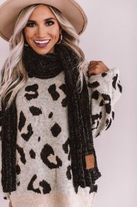 Snow Retreat Chenille Scarf in Black sold by Impressions