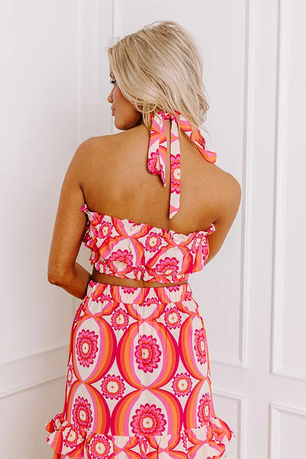 Island Oasis Floral Crop Top in Pink sold by Impressions product image thumbnail 3