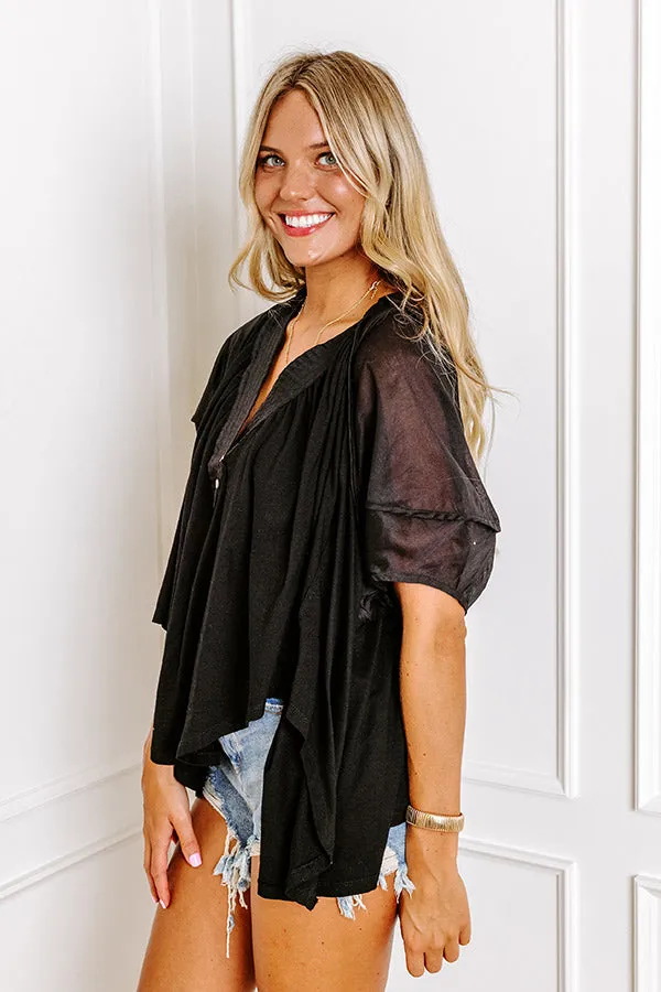 London Landscape Linen-Blend Top in Black sold by Impressions product image thumbnail 3