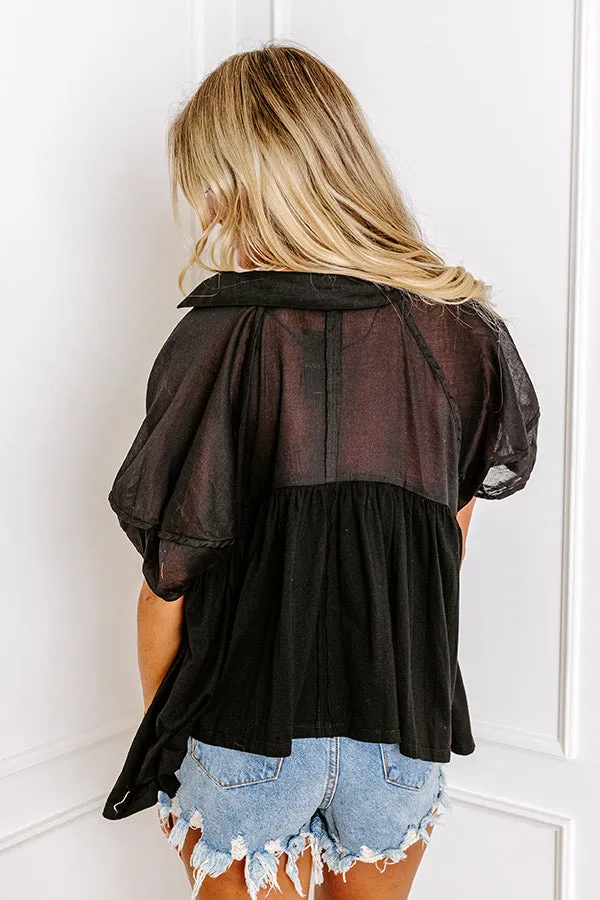 London Landscape Linen-Blend Top in Black sold by Impressions product image thumbnail 5