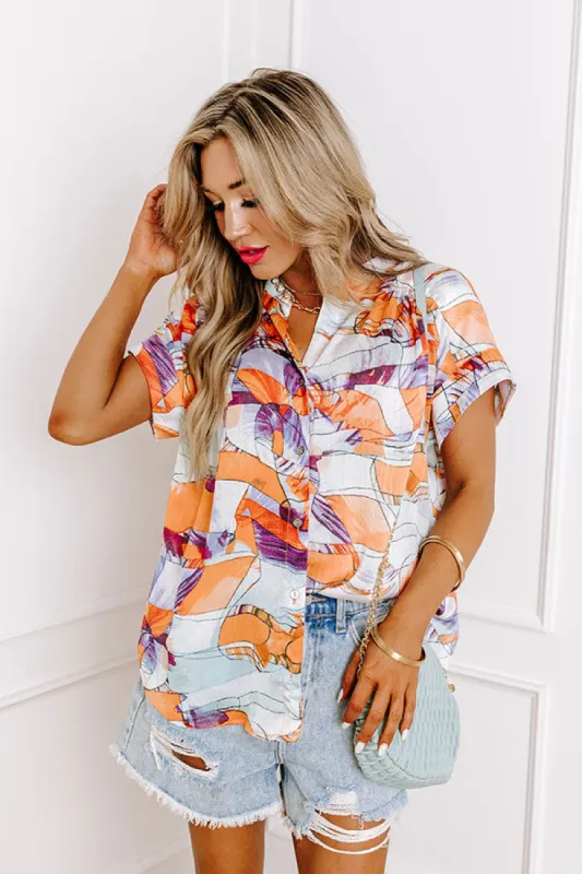 Retreat Yourself Button Up in Orange sold by Impressions