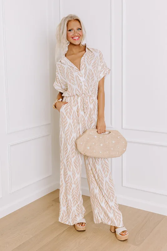 Set For Vacay Jumpsuit in Iced Latte sold by Impressions