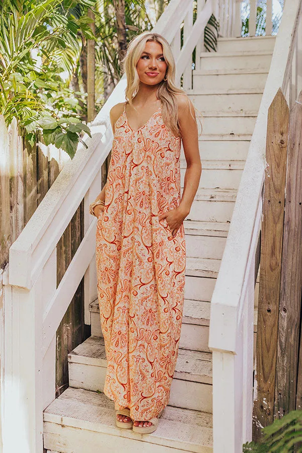Tranquil Horizon Floral Maxi In Orange sold by Impressions