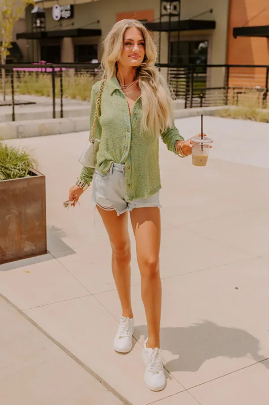 Fab Lifestyle Knit Button Up in Lime sold by Impressions
