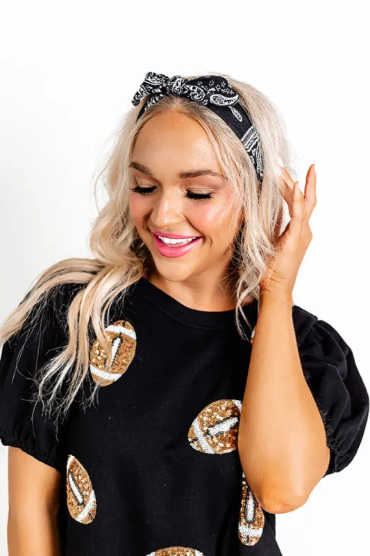 Fan Zone Paisley Headband In Black sold by Impressions