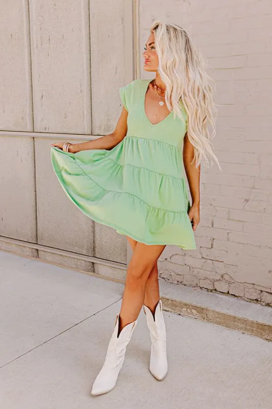 Calm Retreat Babydoll Dress In Lime sold by Impressions