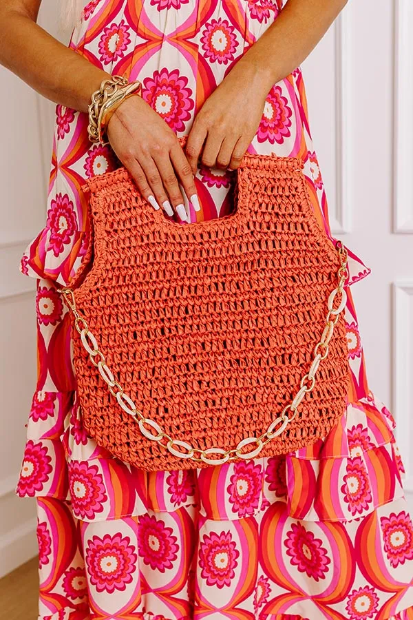 Sunny Day Stroll Woven Tote in Tangerine sold by Impressions